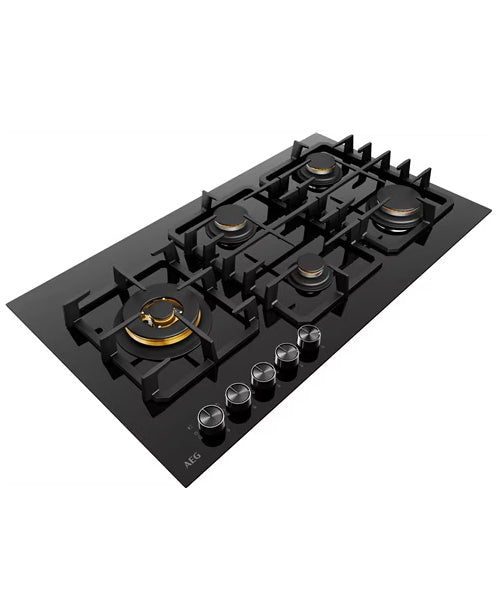 AEG 90cm 5-Burner Glass Gas Cooktop HGC9566BB (T2B)