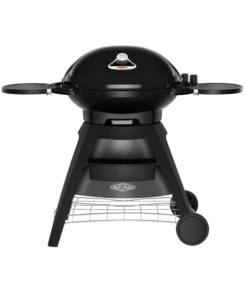 Beefeater Black Big Bugg BB722BA gas BBQ with multiple burners, side shelves, and heavy-duty grilling surface