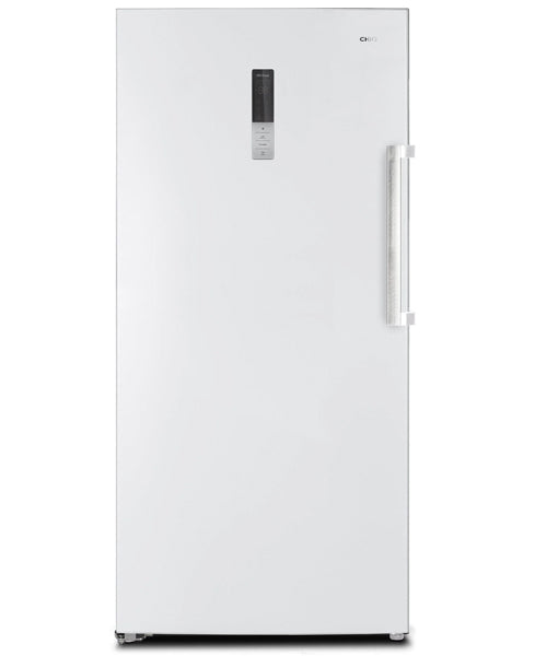 CHiQ 431L vertical hybrid fridge freezer CSH431WL in white finish, large-capacity upright refrigerator with adjustable shelving, energy-efficient cooling, and modern design suitable for family kitchens