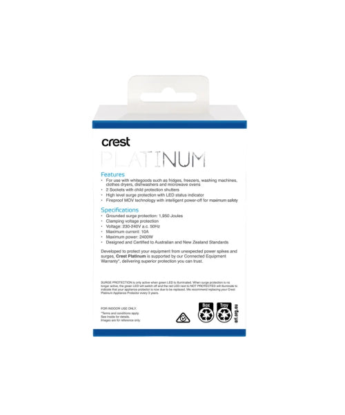 Crest Platinum 2 Socket Surge Protector PWW14474 (RET)