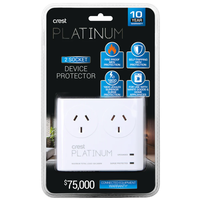 Crest Platinum Surge Protector, 2 Socket PWU02905