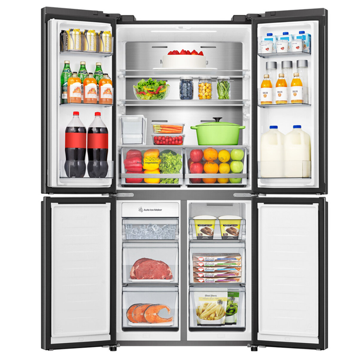 Hisense 483L French Door Fridge Black Steel with Non-Plumbed Ice and Water Dispenser HRCD483TBW