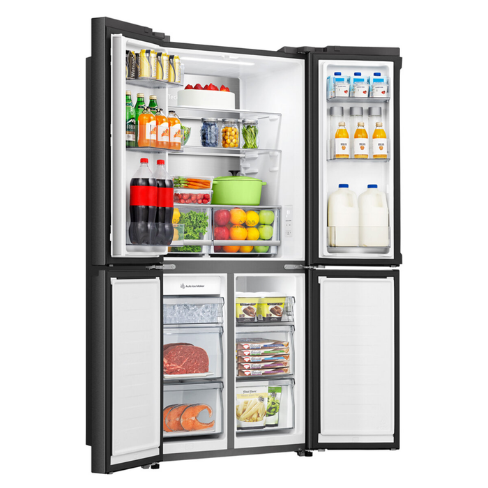 Hisense 483L French Door Fridge Black Steel with Non-Plumbed Ice and Water Dispenser HRCD483TBW