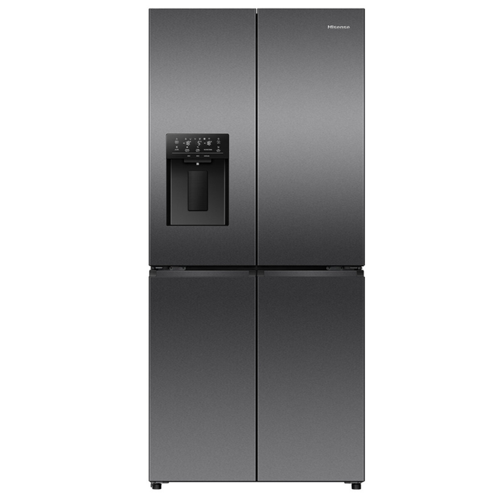 Hisense 483L French Door Fridge Black Steel with Non-Plumbed Ice and Water Dispenser HRCD483TBW