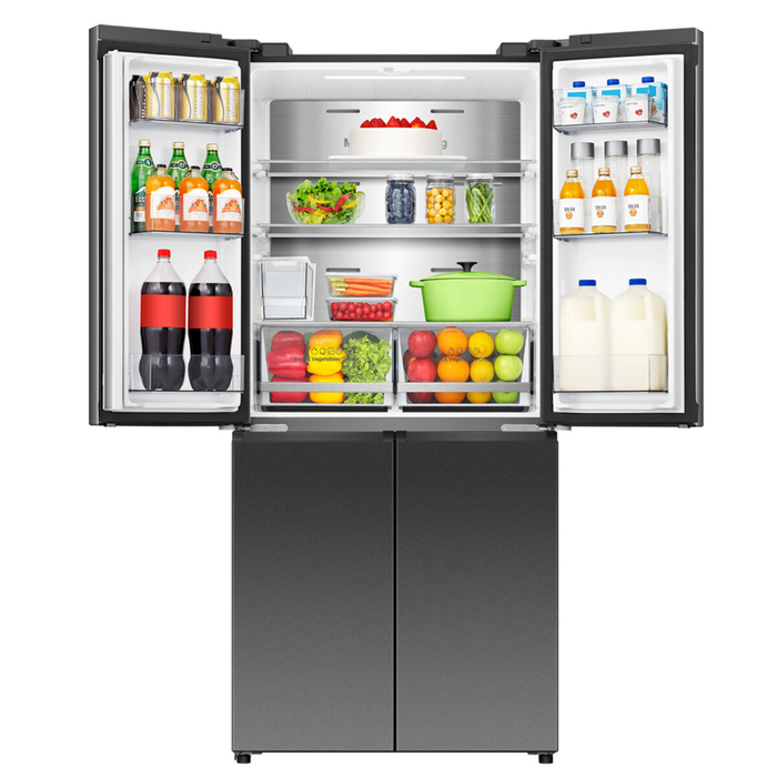 Hisense 483L French Door Fridge Black Steel with Non-Plumbed Ice and Water Dispenser HRCD483TBW