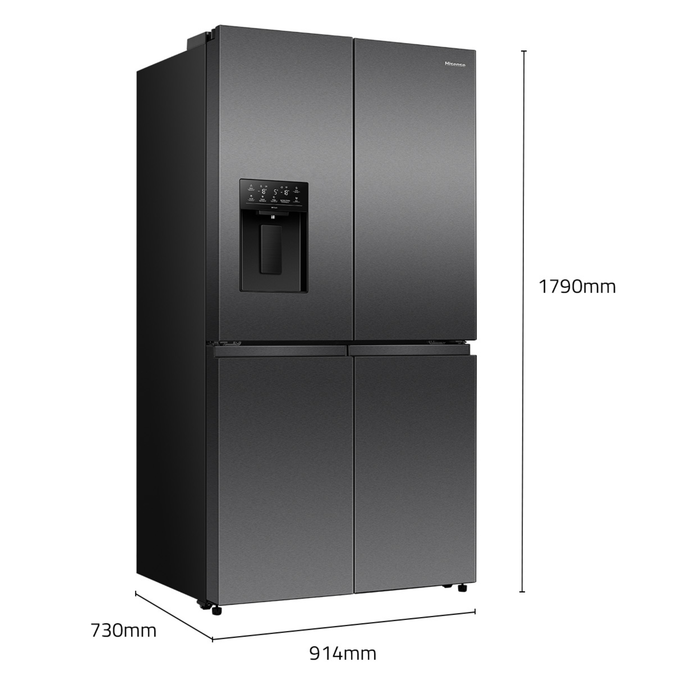 Hisense 640L PureFlat French Door Refrigerator Dark Stainless Steel HRCD640TBW