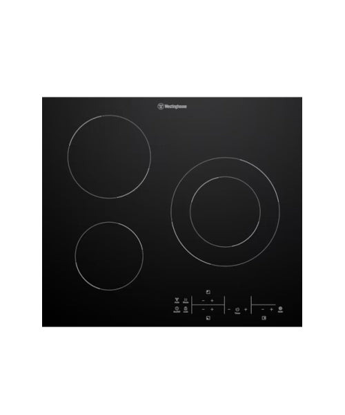 Westinghouse 60cm 3-Zone Electric Cooktop WHC633BE (T2B)