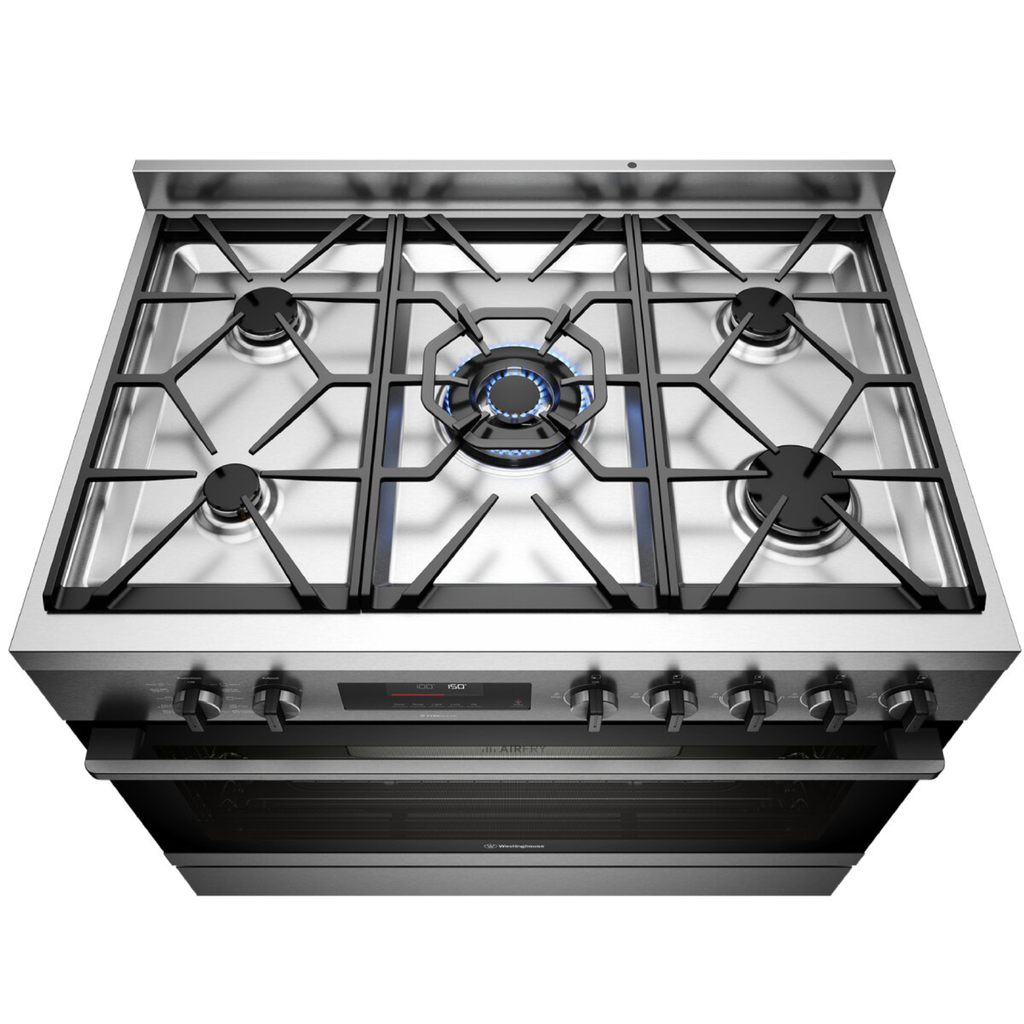 Westinghouse 90cm Dual Fuel Pyrolytic Freestanding Cooker with SteamBake Dark Stainless Steel WFEP9717DD