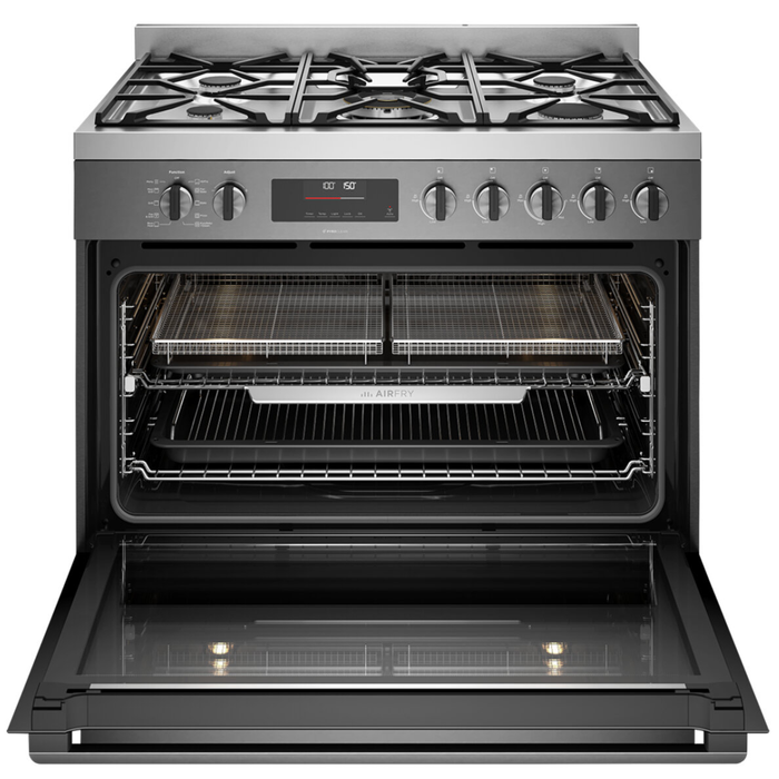 Westinghouse 90cm Dual Fuel Pyrolytic Freestanding Cooker with SteamBake Dark Stainless Steel WFEP9717DD