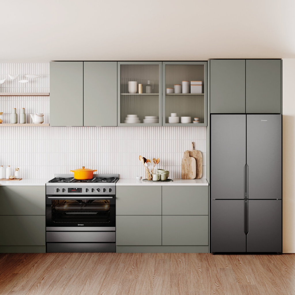 Westinghouse 90cm Dual Fuel Pyrolytic Freestanding Cooker with SteamBake Dark Stainless Steel WFEP9717DD