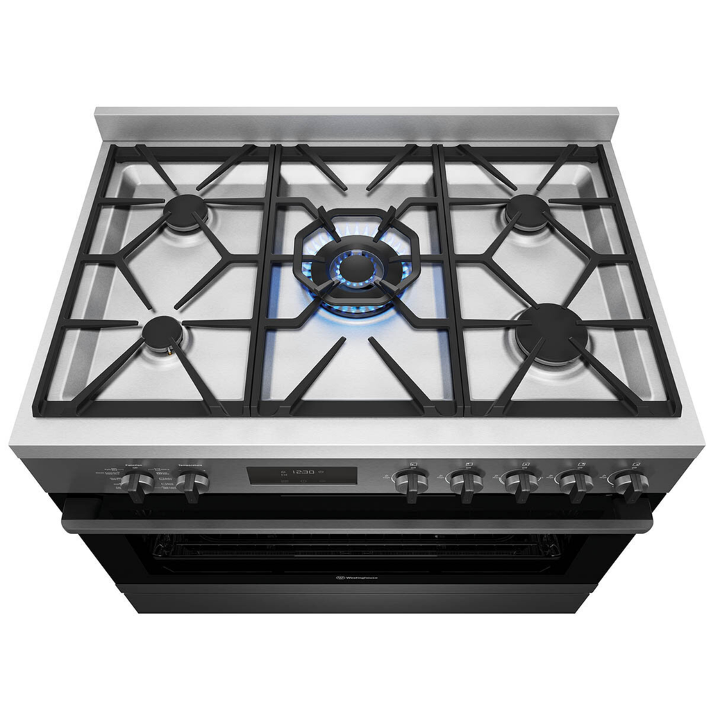 Westinghouse 90cm Freestanding Dual Fuel Oven/Stove Dark Stainless Steel WFEP917DSD