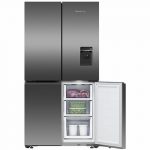Fisher-&-Paykel-538L-Quad-Door-Refrigerator—Black-Stainless-Steel-RF605QNUVB1-Freezer-Open