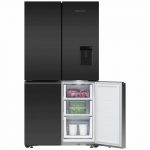 Fisher-&-Paykel-538L-Quad-Door-Refrigerator—Matte-Black-Glass-RF605QZUVB1-Freezer-Open-img2
