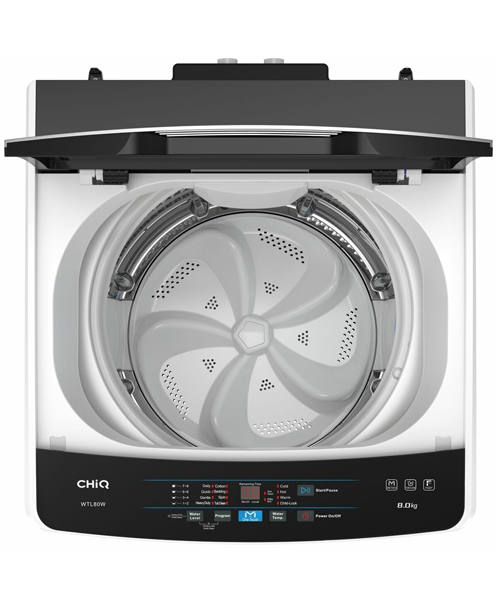 CHiQ-WTL80W-8kg-Top-Load-Washer-Open