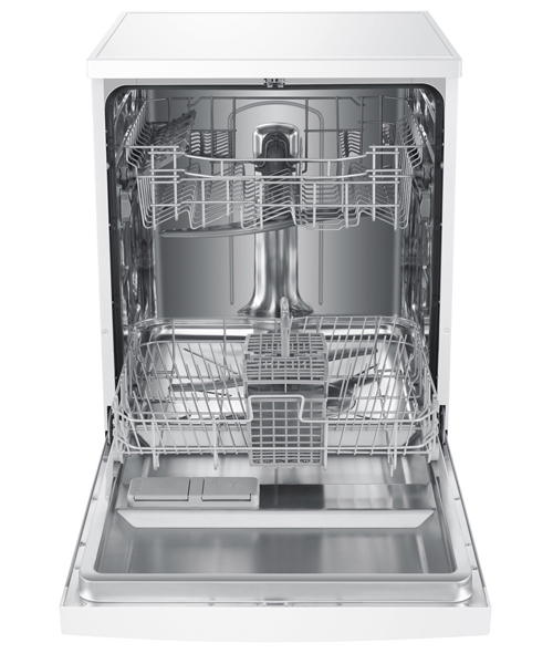 Haier-HDW13V1W1-60cm-Freestanding-Dishwasher-Open